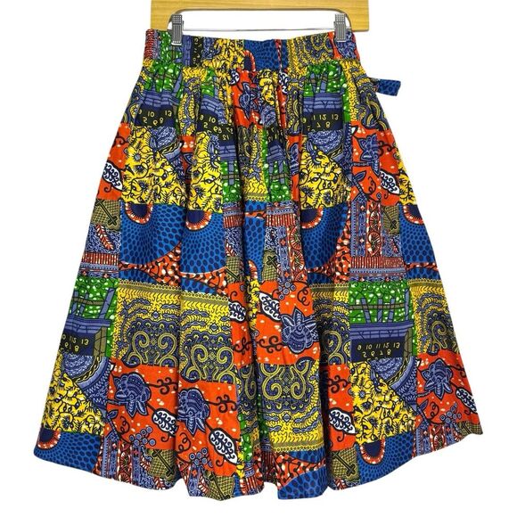 SB Womens Midi Skirt One Size Boho Hippie Retro Colorful Patchwork Paisley Gypsy - Picture 2 of 8